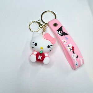 Hello Kitty Pink Apple Keychain Charm with strap